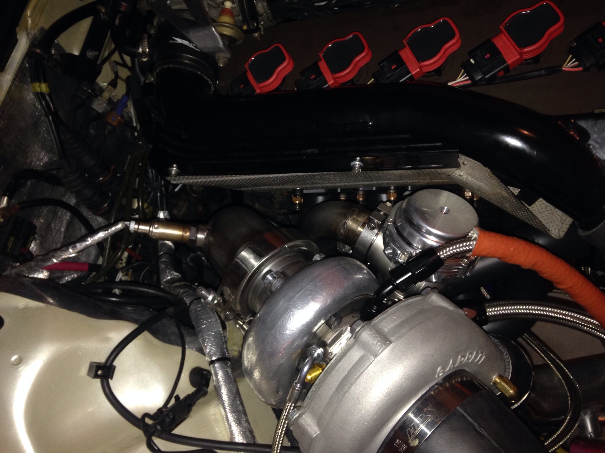 Down pipe and waste gate installed