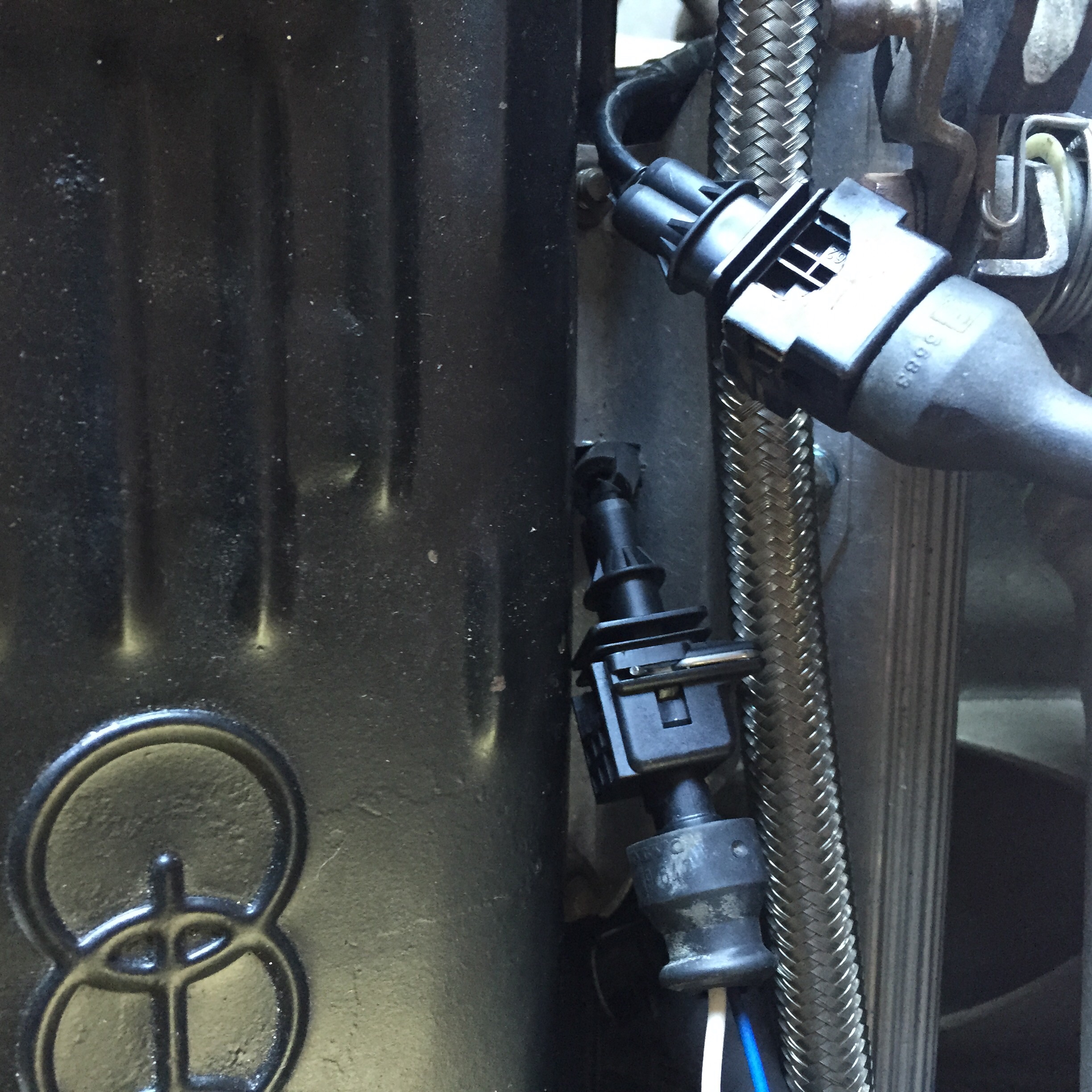 Injector pigtails. Notched the bracket and used vacuum like to protect the wires.